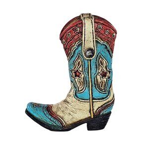 Decorative Western Cowboy Boot Ornament Blue Red Cream